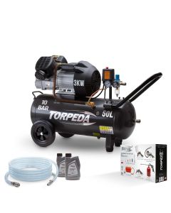 Zestaw kompresor TORPEDA 3 kW 50 litrów + akcesoria 20 el.