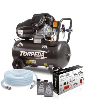 Zestaw kompresor TORPEDA 2,2 kW 50 litrów + akcesoria 20 el.